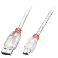 Lindy USB 2.0 USB-A Stecker, USB-Mini-B Stecker 0.20m Transparent