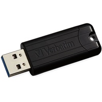 Verbatim PinStripe USB-Stick, 256GB, USB 3.2 Gen 1, USB Speicherstick, externer Speicher für Laptop Notebook Ultrabook TV Autoradio, USB-3, Datenstick mit Schiebemechanismus, schwarz