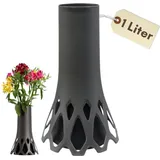 GarPet Grabvase mit Sockel Friedhofvase Grab Vase Friedhof Wetterfest Grabschmuck Vase für Grab Grabdekoration Grabvase Kunststoff Frostsicher Blumenvase... - Grau