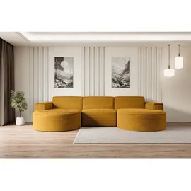 altdecor Ecksofa in U-Form Corner Sofa Bett Eckcouch Couch L-Form Wohnlandschaft Cauchsofa MARI-U1-299x165x78 cm Senfgelb