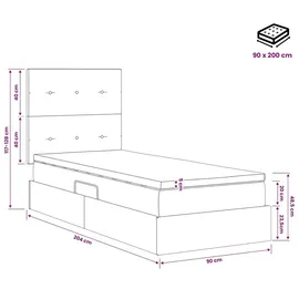 vidaXL LED-Speicherbett mit Matratze Creme 90 x 200 cm Stoff