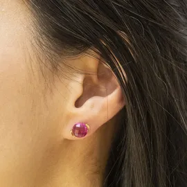 Jamelli Ohrstecker Jamelli Silber 925 rosé-vergoldet mit pinken Quarz-Steinen 6,28