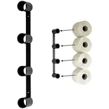 DanDiBo Ambiente DanDiBo Toilettenpapierhalter Schwarz Metall 4 Halter Unsichtbar Klopapierhalter Toilettenrollenhalter Wc Rollenhalter Ersatzrollenhalter