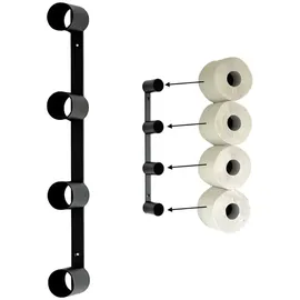 DanDiBo Ambiente DanDiBo Toilettenpapierhalter Schwarz Metall 4 Halter Unsichtbar Klopapierhalter Toilettenrollenhalter Wc Rollenhalter Ersatzrollenhalter