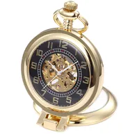 Unendlich Recht-Winkel Retro Handaufzug Mechanische Taschenuhr kleine Standuhr Hohle Skelett Kettenuhr Pullover Halskette Gold