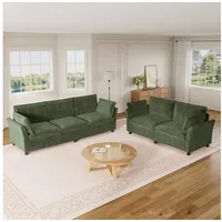 STILVORA Schlafsofa 5-Sitzer-Relaxsofa mit Kissen Chenille-Wohnzimmersofa in Grün grün