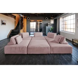 KAWOLA Modulsofa WIOLO SOFT 6 Module 6-Sitzer Cord Rosa