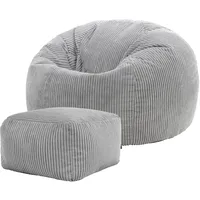 I.C.O.N. Icon Kingston Sitzsack mit Hocker Cord, Grau, Sitzsack