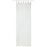 Loberon Gardine Douvaine, Vorhang mit floralen Stickereien, charmante Bindebändern, lichtdurchlässig, Raumtrenner, Leinen, weiß