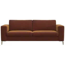2,5-Sitzer FLEXLUX "Fiore, super Sitzkomfort durch Kaltschaum", braun (cognac), B:196cm H:85cm T:92cm, 100% Polyester, Sofas, breite Armlehnen, Füße Alu+ Eiche