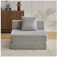 Vankel Loungebett Sofas Wohnzimmer, Sessel mit Schlaffunktion aus Cord faltbar, 1-Sitzer Schlafsessel, platzsparend, bequem und ohne Montage grau