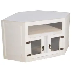 TV-Eckkommode Old White Massivholz Pinie  Mexiko Möbel Mexikanisch