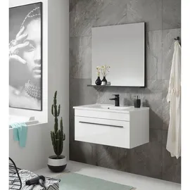 furn.design Badspiegel Weiß Hochglanz, Holzwerkstoff, 80x85x12 cm FSC 100%, Spiegel Wandspiegel