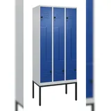 C+P Z-Spind Classic PLUS, Gestell, 6 Abteile, HxBxT 212x90x50cm, Sicherheitsdrehriegel, Hellgrau/Enzianblau von PROREGAL