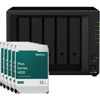 Synology DiskStation DS1522+ NAS System 5-Bay inkl. 5x TB Synology HDD DiskStation Manager Schwarz