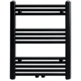 vidaXL Handtuchheizkörper Warmwasser Gerade Schwarz 600x764 mm