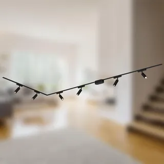 B.K.Licht BRILONER - Schienensystem Luxtrail Komplettset, 6x LED Spots, L-Form, Lampen, Schwenkbar, Lichtschienensystem Decke, Strahler Schiene, Deckenlampe, Deckenleuchte, Spotlight, 3m, Schwarz