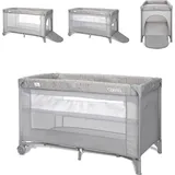 Lorelli Reisebett Carina 2 Ebenen Matratze Tragetasche faltbar Räder mit Bremse grau