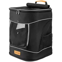 CADOCA Haustierrucksack bis 12 kg verstellbare Gurte faltbar Kurzleine Haustier Tragetasche Katze Hund Rucksack Schwarz