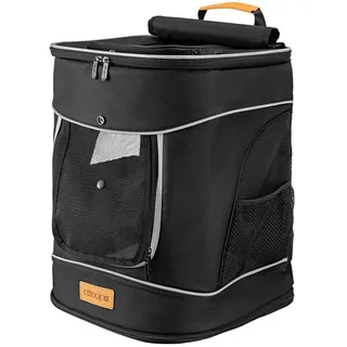 CADOCA Haustierrucksack bis 12 kg verstellbare Gurte faltbar Kurzleine Haustier Tragetasche Katze Hund Rucksack Schwarz