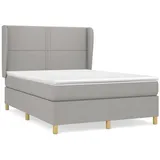 vidaXL Boxspringbett mit Matratze Hellgrau 140x200 cm Stoff