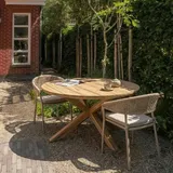 Livetastic Gartentisch Kiro, Natur, Holz, Akazie, massiv, rund, X-Form, 135x76x135 cm, Gartenmöbel, Gartentische, Gartentische