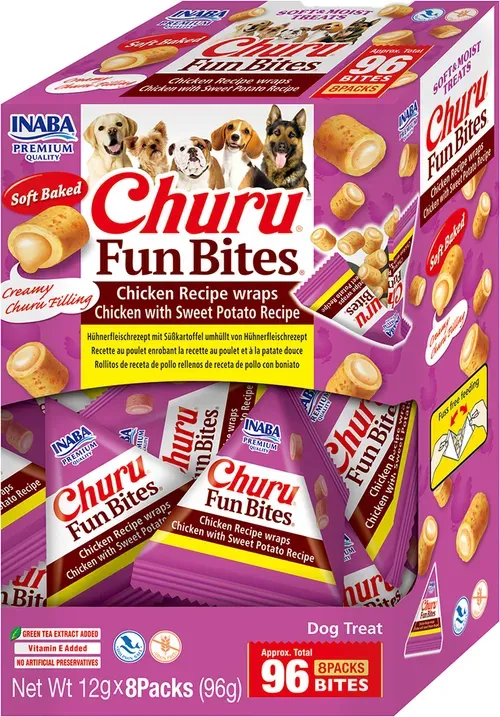 INABA Fun Bites Hundefutter Huhn-Wraps Huhn mit Süßkartoffel