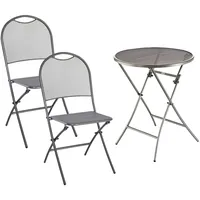 MWH Balkonset Balkonset Cafe Latte, Klapptisch rund Ø 60, Praktisches klappbares Balkonset aus Metall mit Elotherm® Beschichtung