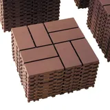 44 Stück PVC Klick-Terrassenfliesen 30x30x2 cm, ca. 4 m2, wetterfest, rutschfest, wasserabweisend, für Balkon, Terrasse und Garten - Braun