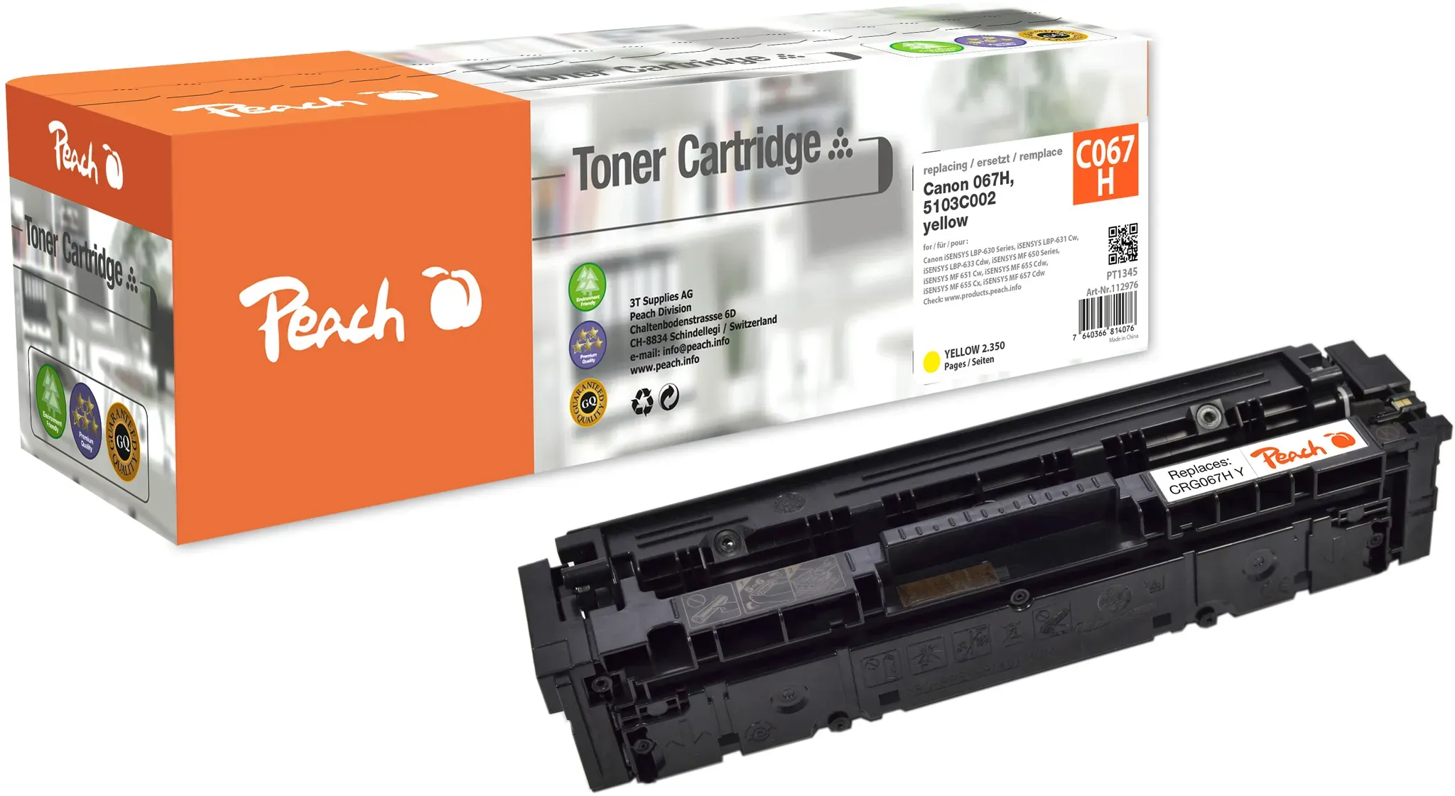 Peach Tonermodul gelb XL kompatibel zu Canon 067H y, 5103C002