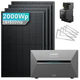 Anker SOLIX Solarbank 3 E2700 Pro Balkonkraftwerk Speicher mit 500Wp Solarmodule Set Nur Abholung - 2000Wp ‚Äì 4 Module üî• / Ohne Erweiterungsakku / Flachdach/Garten/Wand