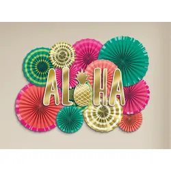 Deko Set Papierfächer Aloha Party 17 tlg.