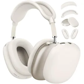 ensfomte Schutzhülle für Airpods Max Kopfhörer, Silikon-Ohrpolster-Hülle, Ohrmuschel-Abdeckung, Kopfbandabdeckungen, Zubehör für Apple AirPods Max (2024/2020) (USB-C/Lightning), 4-in-1, Stein