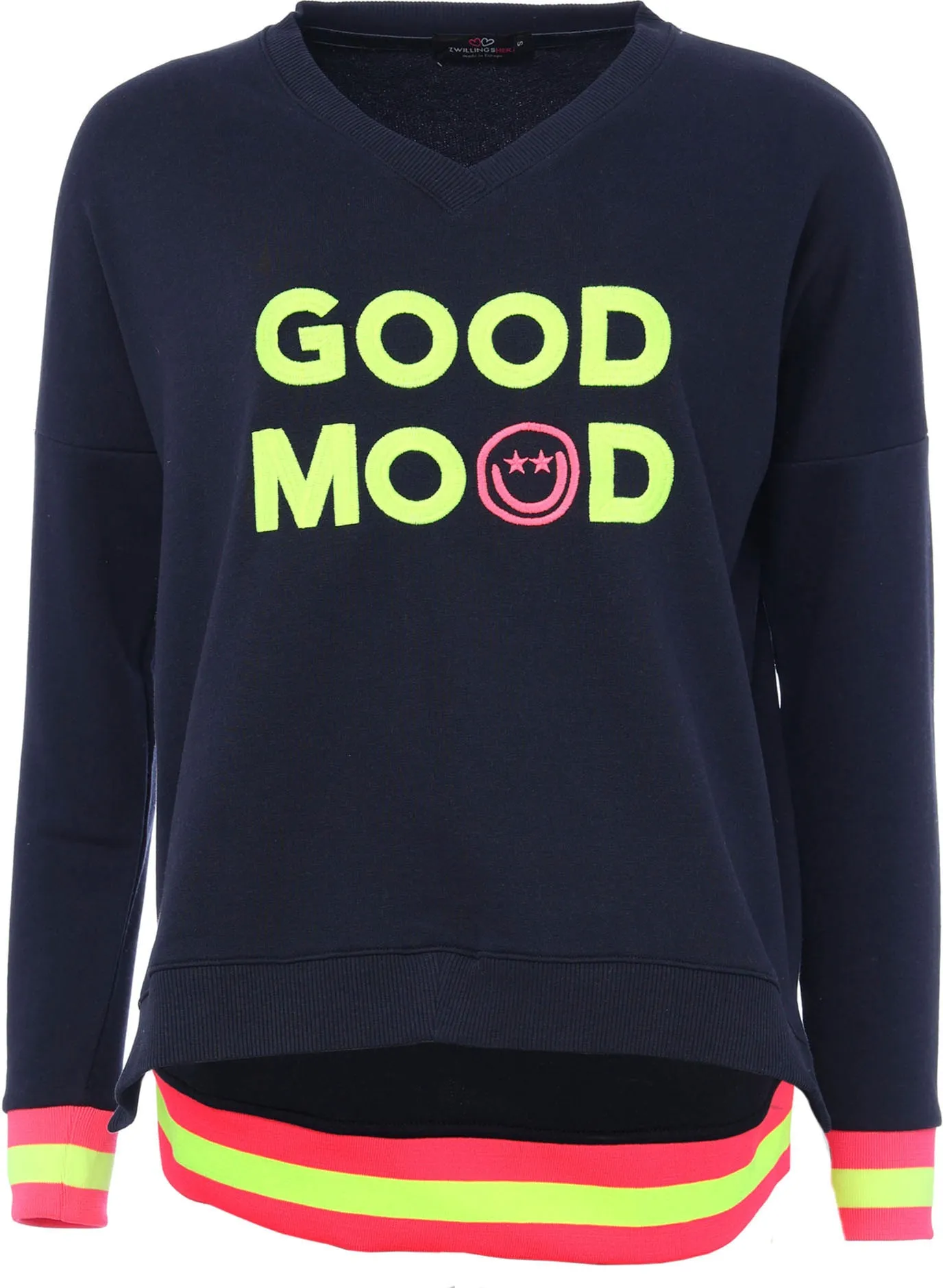 Sweatshirt, mit Kontrastbündchen und Schriftzug, Gr. L/XL, marine, , 25502026-L