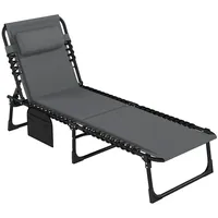 Outsunny Sonnenliege Dunkelgrau, Kunststoff, 68x36x189 cm, Gartenmöbel, Gartenliegen