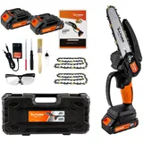 Altuna - Akku-Kettensäge 21V mit Titan-Kette - 800W Leistung - Schnittkapazität 150mm - Inklusive 2 Lithium-Akkus - Leicht und Kompakt - Mit Koffer und Zubehör - AF 150