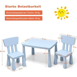 Costway Kindersitzgruppe 3 tlg. Kunststoff blau/weiß