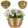 Kadax Schale aus Kunststoff, runde Blumenschale, wetterfester Pflanzkübel für Außen, Grabschale, leichte Kugelschale für Blumen, Pflanzschale (⌀ 18 cm, Gold)