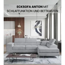 bromarkt Ecksofa, Hellgrau, 4-Sitzer, L-Form,L-Form, 275x142 cm, Wohnzimmer, Sofas & Couches, Wohnlandschaften, Ecksofas
