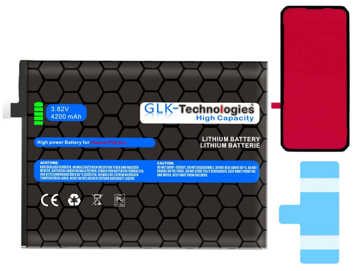 GLK-Technologies High Power Ersatz Akku für Huawei Mate 10 PRO Mate 10 P20 PRO inkl. 2X Klebebandsätze Smartphone-Akku 4200 mAh (3,8 V)