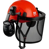 mustbau Sicherheitshelm Schutzhelm Set - EN397 mit Ohrschützer und Netzvisier - Verstellbarer Kopfbügel von 53 bis 63 cm - Ideal für Forstwirtscha