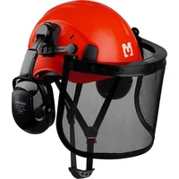 mustbau Sicherheitshelm Schutzhelm Set - EN397 mit Ohrschützer und Netzvisier - Verstellbarer Kopfbügel von 53 bis 63 cm - Ideal für Forstwirtscha
