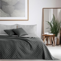 DecoKing Tagesdecke 170 x 210 cm Graphit anthrazit grau Silber Bettüberwurf zweiseitig pflegeleicht Axel