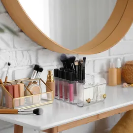 Relaxdays Kosmetik Organizer Badorganizer Transparent/Gold