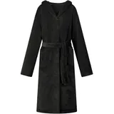 vidaXL Bademantel Hoodie Schwarz XL Flanell