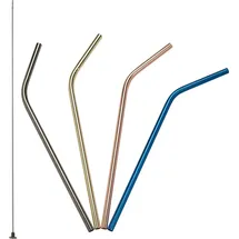 LURCH Edelstahl Trinkhalme gebogen 21,5 cm 4 St. Gold/Rosa/Blau/Grau