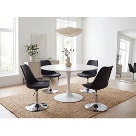 FineBuy Drehsessel Kunstleder 46 x 88 x 46 cm Schwarz mit Kissen