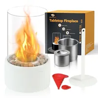 BRIAN & DANY Tischkamin für Indoor und Outdoor, Bioethanol Tischfeuer, Bio Ethanol Tischkamin für Garten Balkon Deko, Weiß