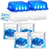 Stimo 2x Luftentfeuchter Box mit 4 Nachfüllpacks Raumentfeuchter Feuchtigkeits-Stopper mit Granulat - Beutel (2x Box + 4x Nachfüllpack 400g)
