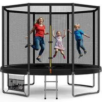 Devoko Trampolin Outdoor Ø 183/228/305/366/427 cm, Indoor Trampolin Kinder Gartentrampoline, Komplettset mit Schuhnetz, Leiter, Randabdeckung, Sicherheitsnetz